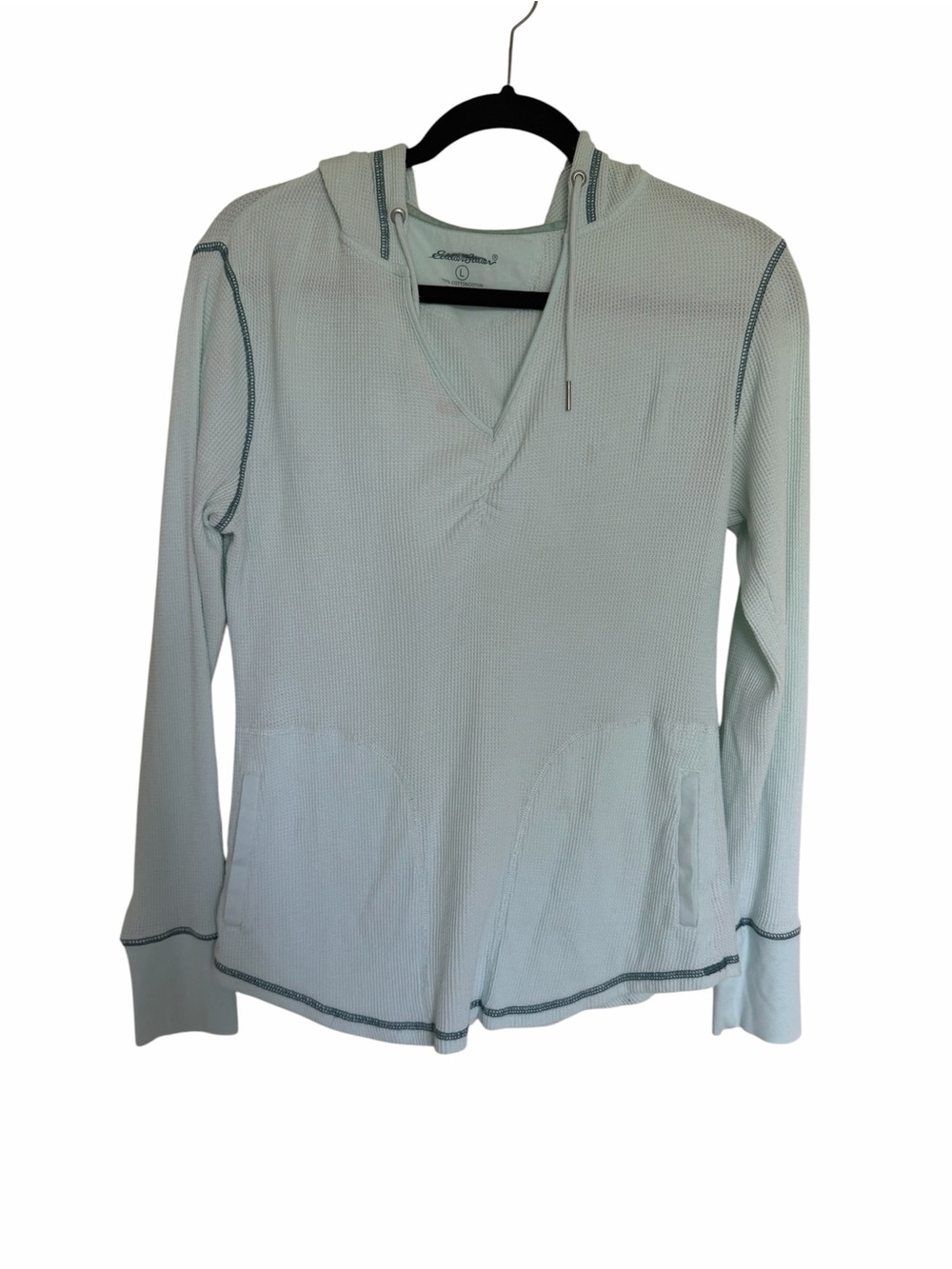 Eddie Bauer Light Aqua Thermal Hooded Top Size L